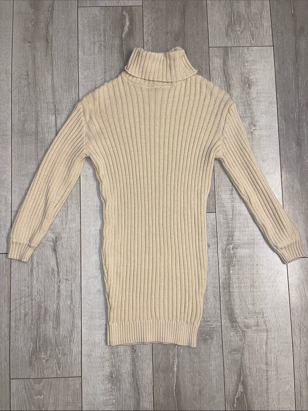 NWOT Cream Ribbed Turtleneck Sweater Mini Dress XS/Never Worn